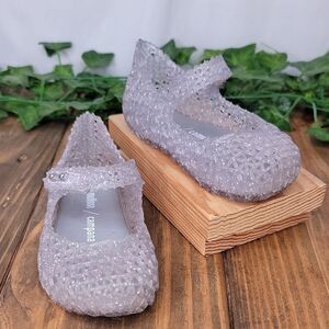 Mini Melissa. Silver Glitter Jelly Sandals. Size 8. EUC